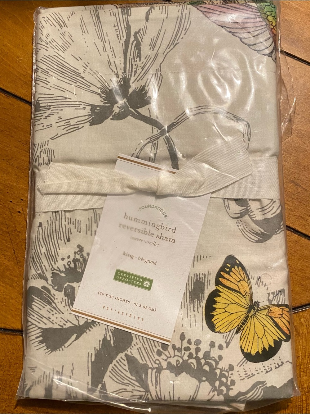Pottery Barn Hummingbird Reversible Sham (1) King 36x20-in Cottage Butterfly